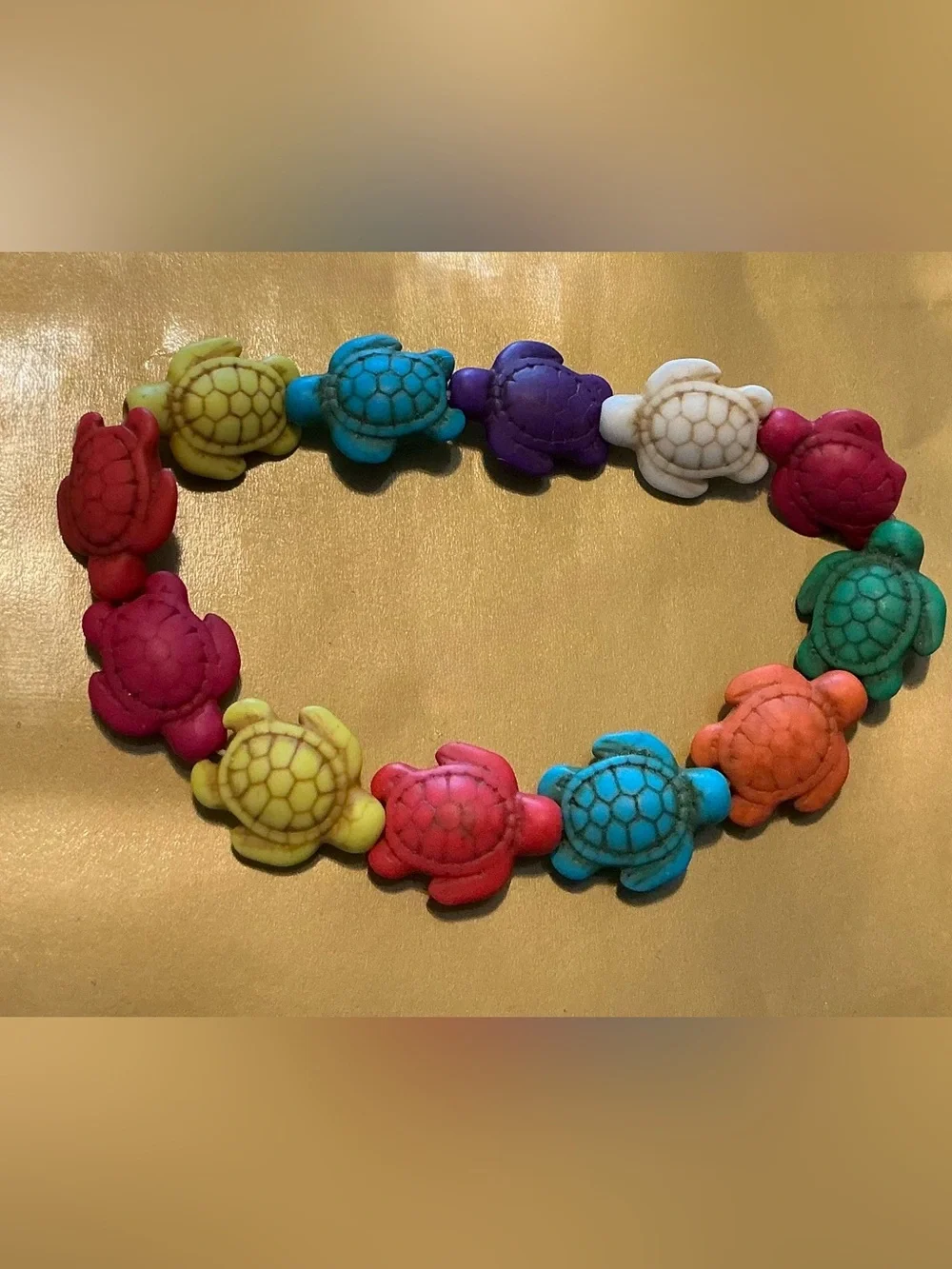 Multicolor Turtle Bead Stretch Bracelet for Kids